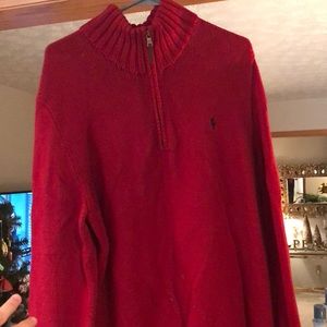Red polo sweater